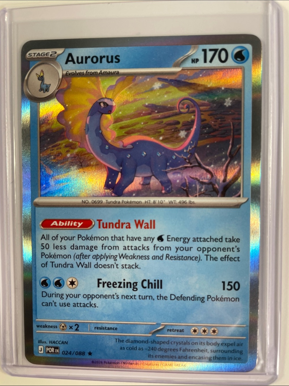 Pokemon Aurorus Holo Card - Blue Purple Foil